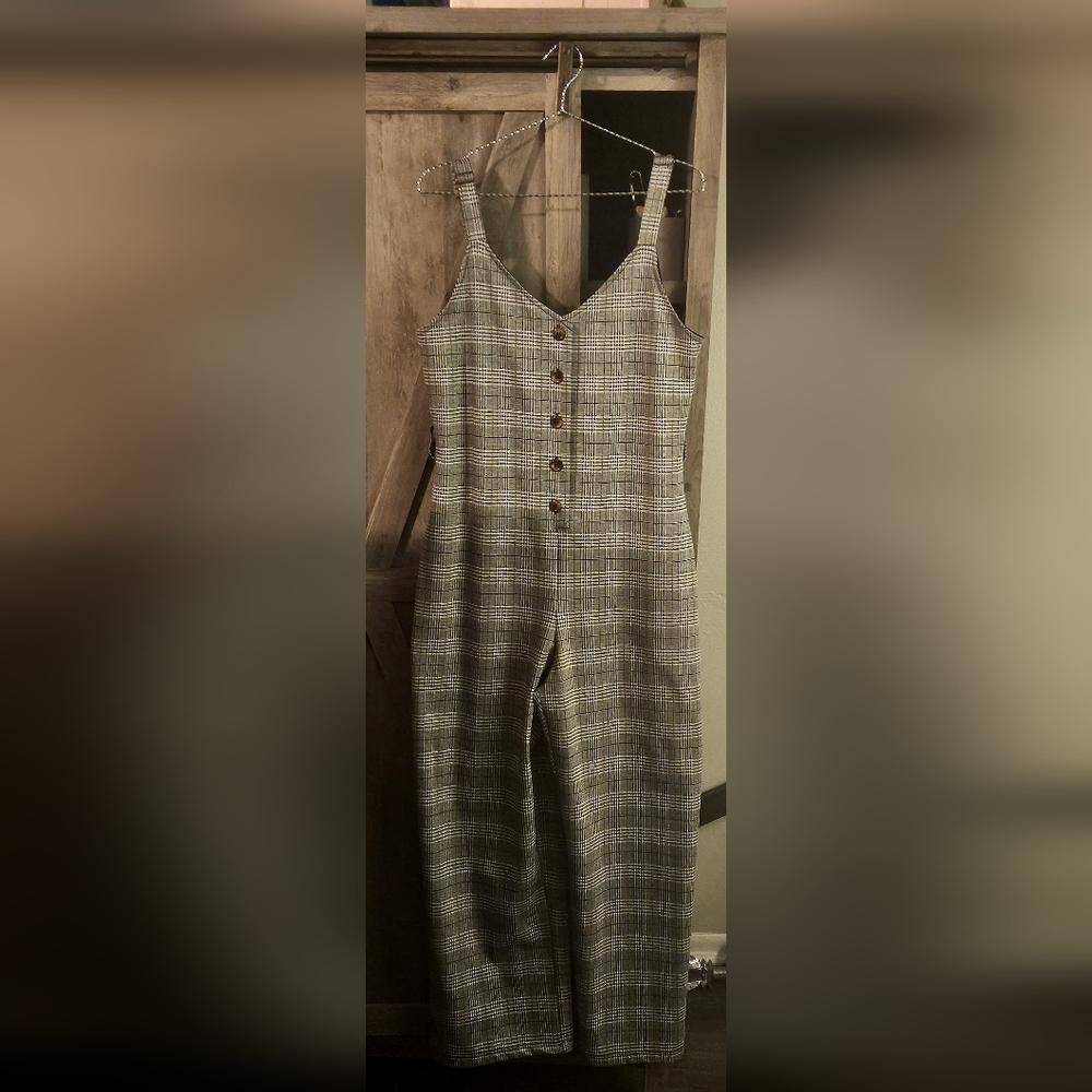 Grey Plaid Women's Jumpsuit